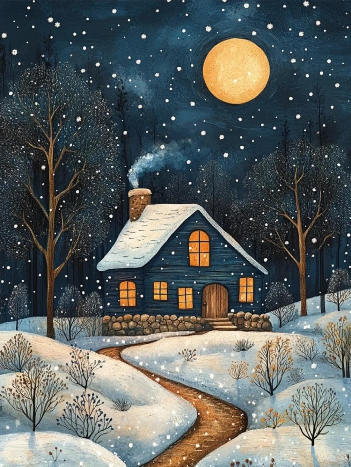 Rqwybcaxn Bead Cross Stitch Kits House in the Snow 40x50cm
