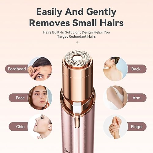 Miniatura 2 de Removedor de vello facial para mujeres, afeitadora de cabello sin dolor recargable con luz LED, maquinilla de afeitar eléctrica impecable para la