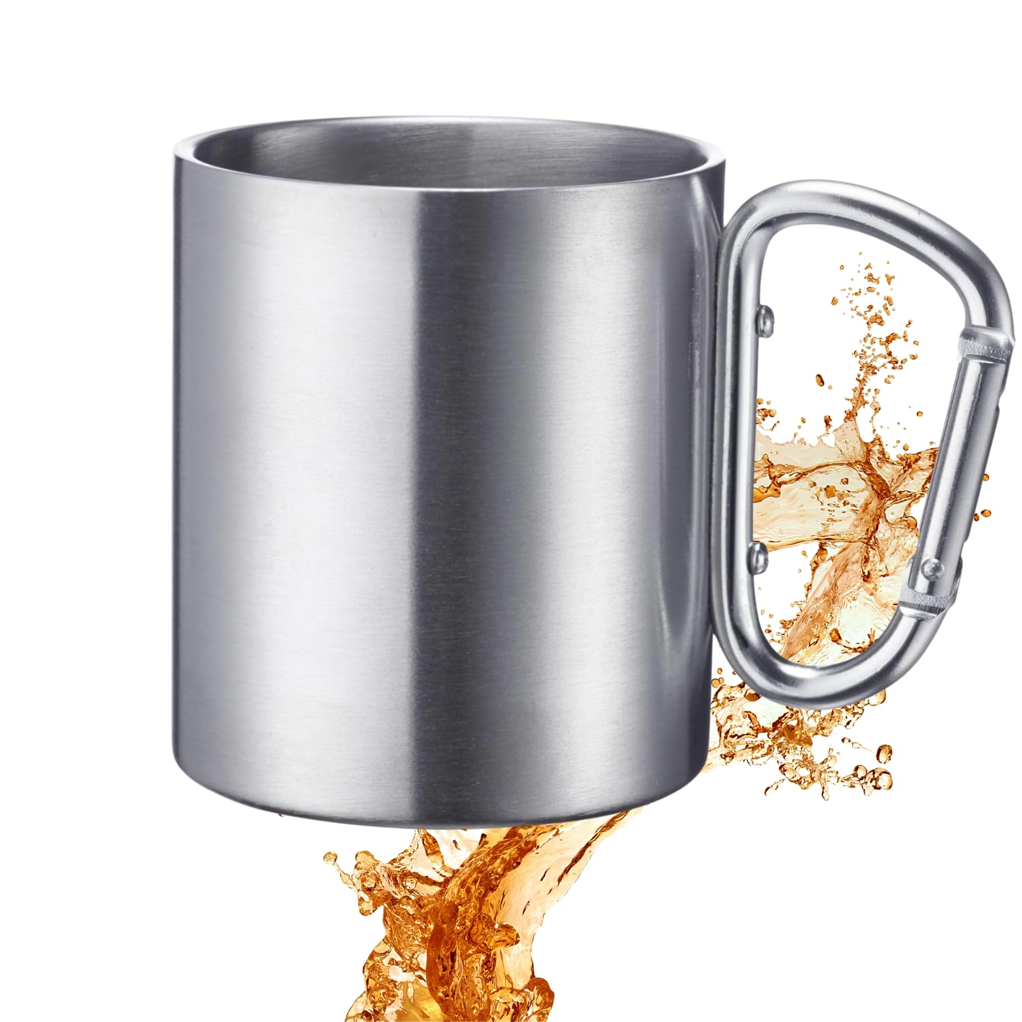 Mug voyage acier inoxydable avec anse mousqueton Westmark 300 ml argenté pour camping et rando