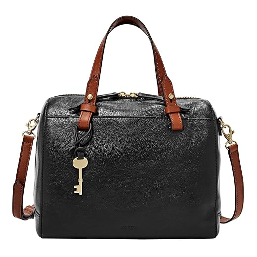 Fossil Tasche für Frauen Rachel, Eco Leder/Polyurethan Trim Satchel schwarz 25,4 cm L x 14,6 cm B x 20,3 cm H ZB7256001