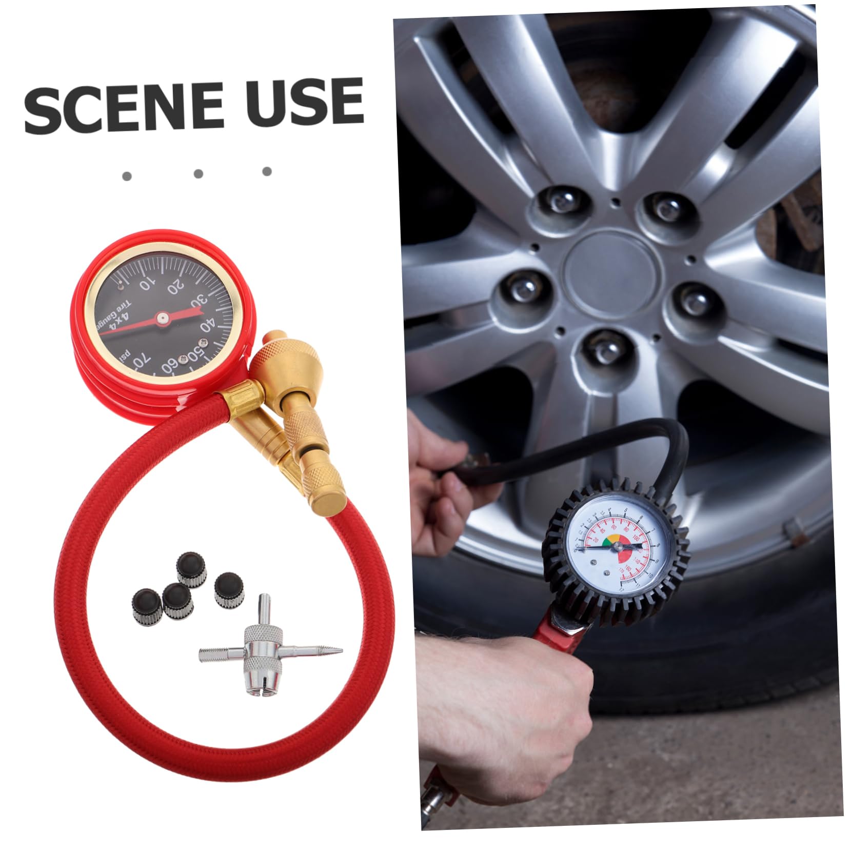 Manomètre à Cadran pour Pneus de Voiture, Lot de 1 Set