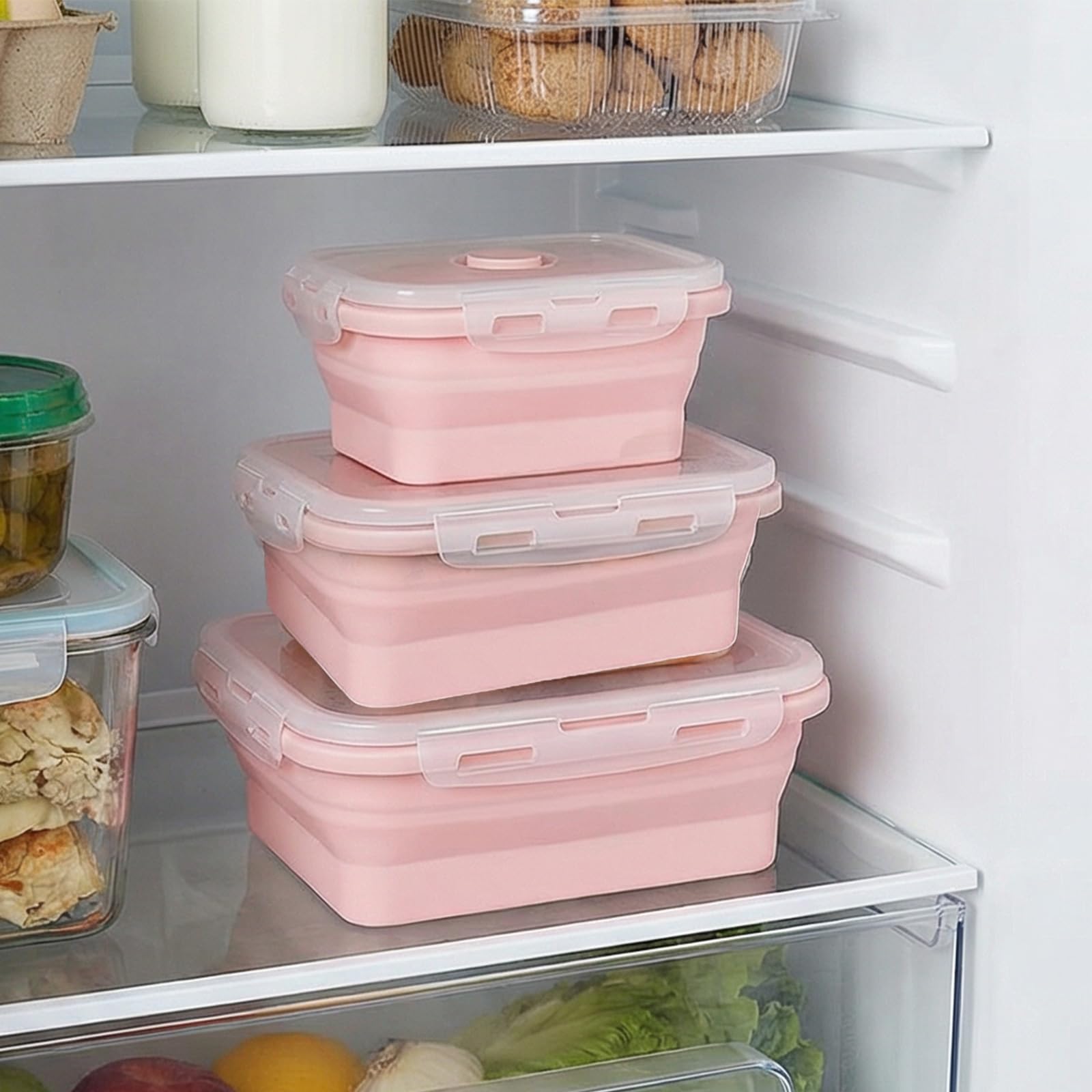 Juego de contenedores de Almacenamiento de Alimentos de Silicona Plegable, a Prueba de Fugas, Comida fácil de Llevar para hogar, Escuela, Camping, preparación de Comidas de Silicona de Grado