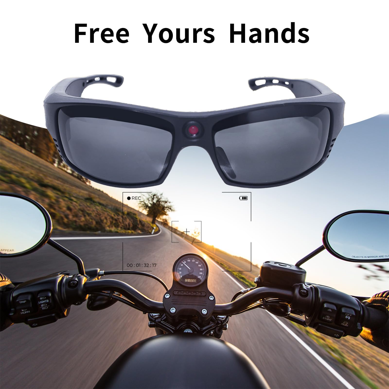 REEDTOCK HD1080P Smart Occhiali con altoparlante musicale Bluetooth senza fili, orecchio aperto, occhiali sportivi intelligenti (con scheda da 32 GB)