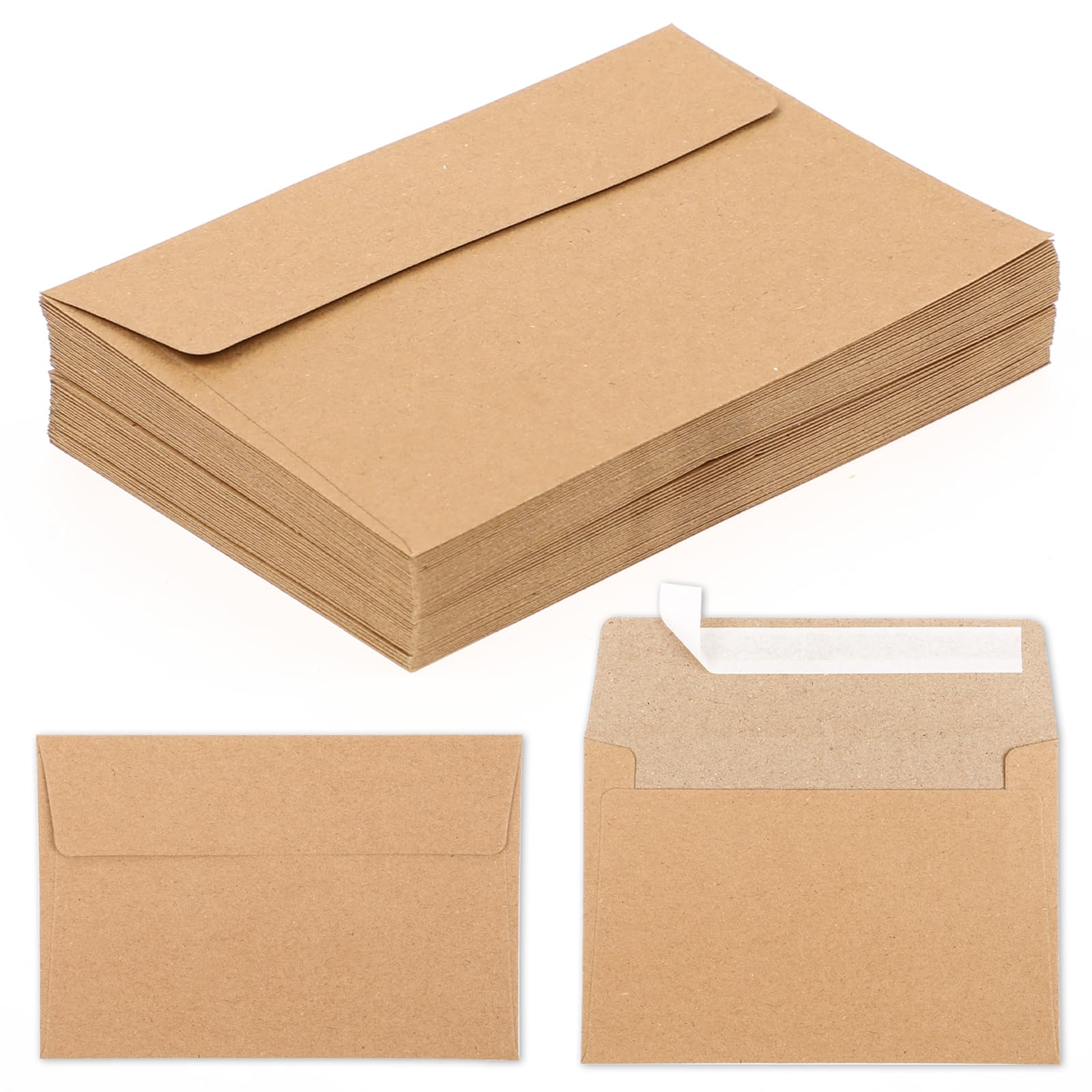 Paquete de 50 sobres de papel kraft A4, sobres marrones, sobres de papel kraft, sobres de invitación, sobres postales, sobres autosellantes para bodas, fiestas de cumpleaños, tarjetas de regalo,