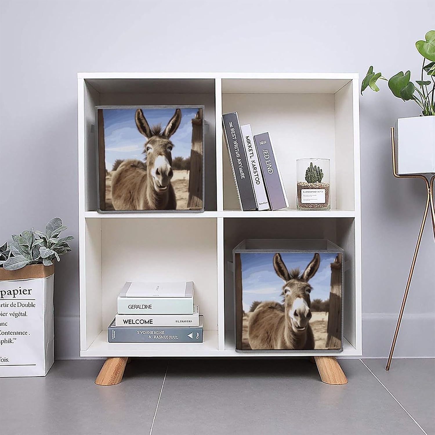 Funny Donkey Storage Cubes Organizer for Home, Foldable Storage Bins with Handles, 10.6 Inch Storage Bags 1PCS for Clothes, Large Organizer Bins for Organizing Bed Sheets image 5