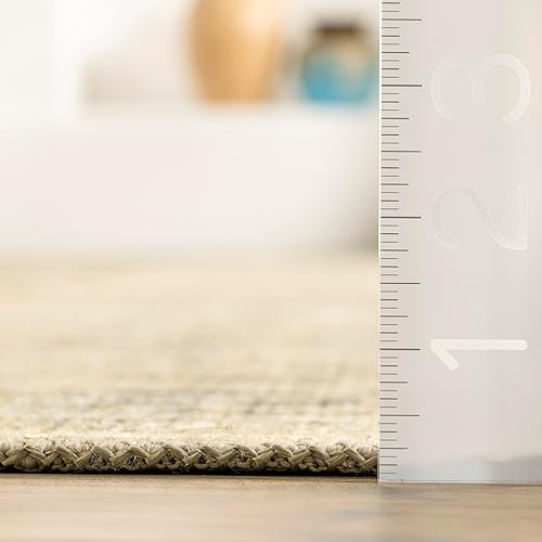 Miniatura 2 de nuLOOM Chana - Alfombra de área de tejido plano enmarcada con enrejado, 5 x 8 pulgadas, beige