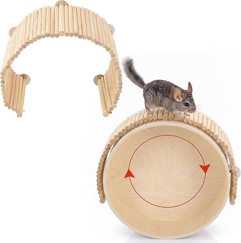 Geelin Chinchilla Running Wheel Fence, Chinchilla Natural Birch Wood Flexible Platform Toy, Climbing Toys for Guinea Pig Rabbit Hamsters Gerbils Rat and Other Small Animals Cage Accessories