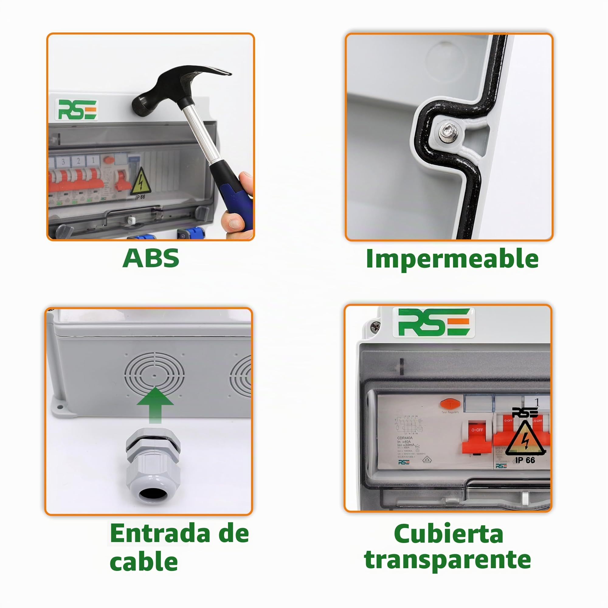 Distribuidor de corriente de construcción distribuidor de pared completamente cableado 32A 16A 230V con toma CEE contador IP65, 12. 1x32A 1x16A 3x230 con LS