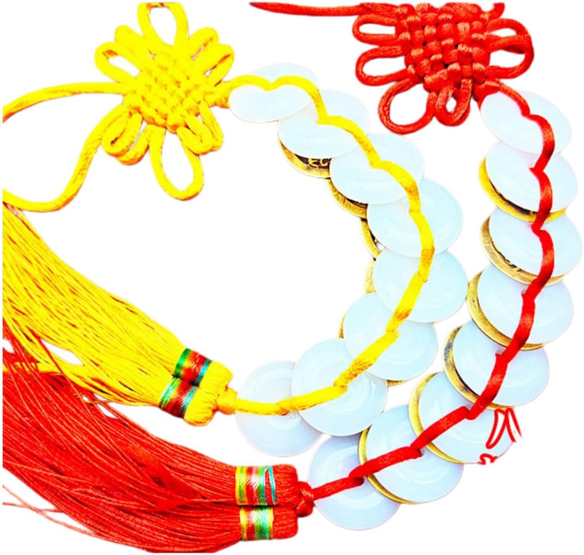 天然八白玉 Feng Shui Good Amulet 八六帝钱平安扣除污秽厕所门对门八白玉串卧室挂饰 fengshui Chinese Tassel Ornaments-1755