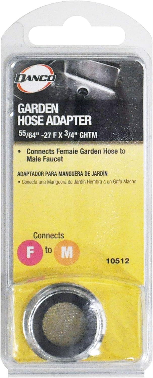 DANCO Garden Hose Adapter for Female to GHT Male, Chrome, 1-Pack (10512)