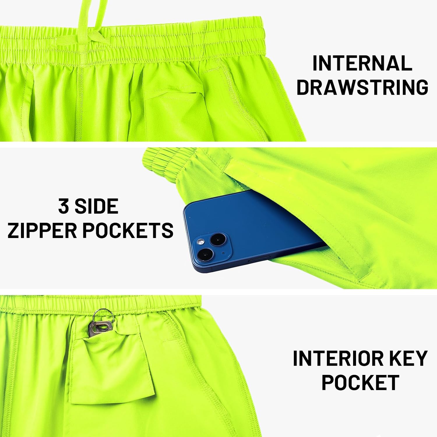 MIER Men's Running Shorts 7" Quick Dry Gym Athletic Workout Shorts with Zipper Pockets