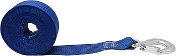 CustomTieDowns 1.5 Inch Strap, Forged Snap Hook On One End, 1 Inch Loop Opening On The Opposite End for Attachment to Winch, Total Strap Length 16 Ft, Polyester Tie-Down Webbing.