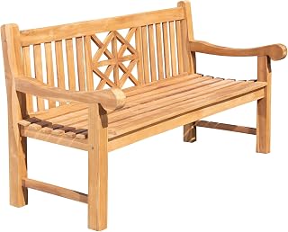 CLP Teak-Gartenbank Florida I Sitzbank Mit Ergonomischer Sitzfläche Aus Vollholz I Sitzhöhe: 44 cm | Farbe Teak Größe 180 cm