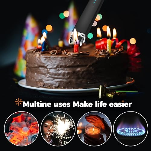 Miniatura 7 de Bswalf Encendedor de vela encendedor eléctrico recargable por USB tiene triple seguridad y pantalla LED resistente al viento sin llama encendedor de