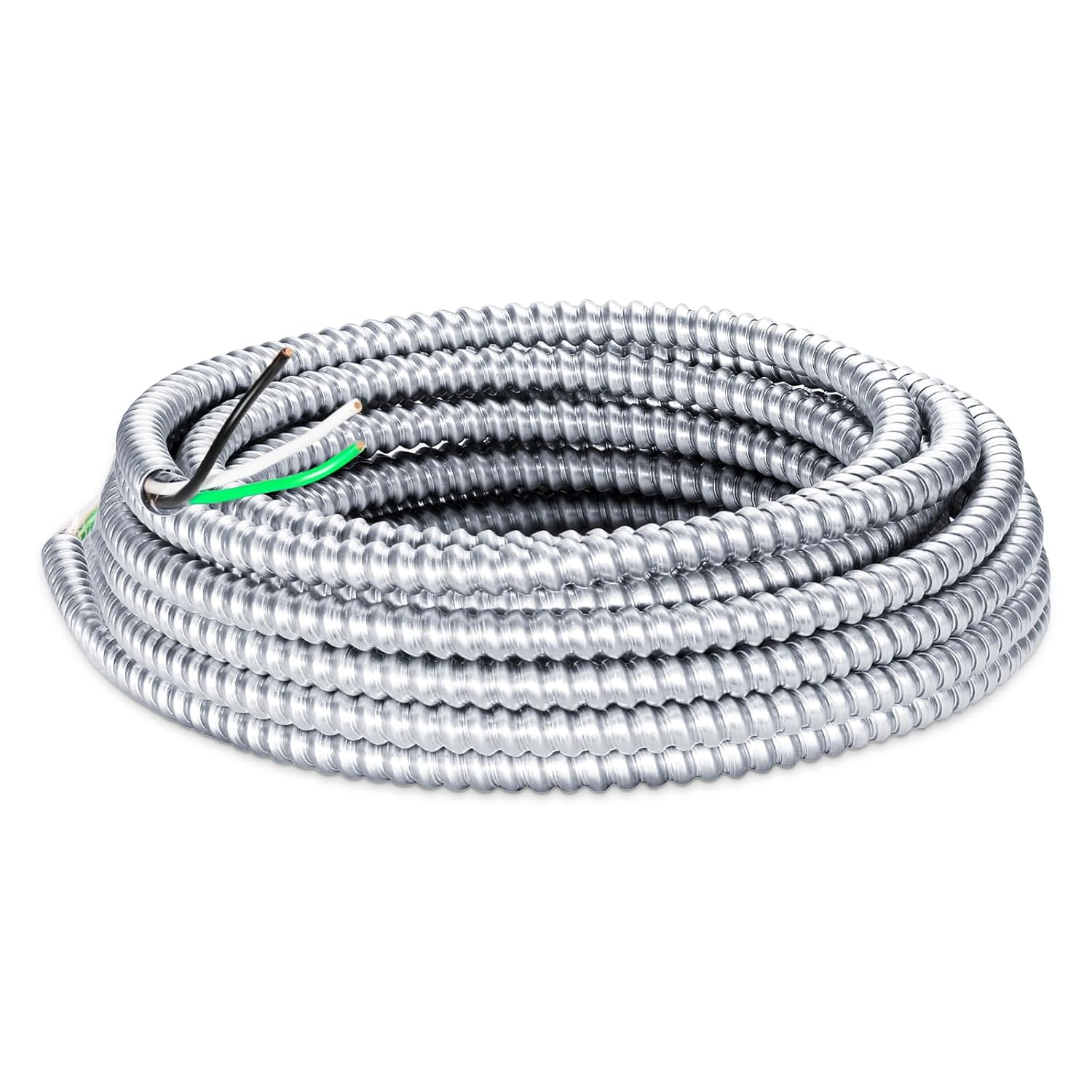 MC Cable, 15FT, 6/2 Type, MC Metal Clad Cable with Aluminum Armor, Stranded Solid Copper Conductors,MC Cables for Indoor,Outdoor, Commercial, Industrial, Institutional