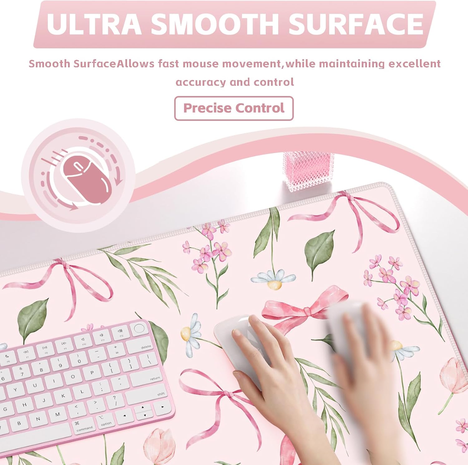 Baziabbo Pink Desk Mat,XXL Extended Big Mouse Pad,Gaming Mousepad with Stitched Edge,Non-Slip Rubber Base Keyboard Desk Pad for Home Office Study Game - Image 4