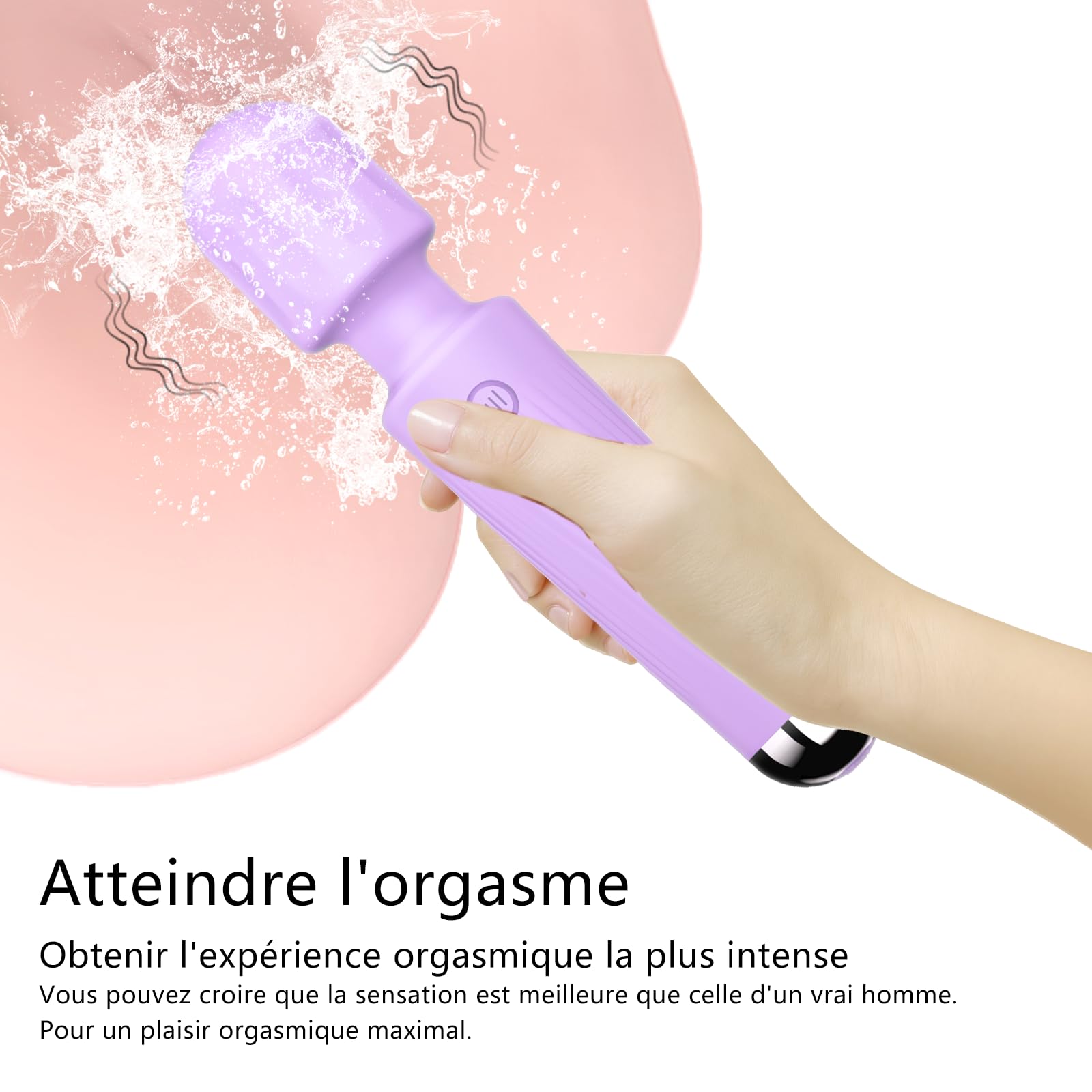 Vibrator Wand,Adult Sex Toy Wand, G Spot Dildo, Clit Vibrator, Sex Vibrators,Clitoris Stimulation,with 8 Speeds & 20 Patterns,Fully Waterproof,Vibrating Wand for her Pleasure (Rose Red): Large Light purple