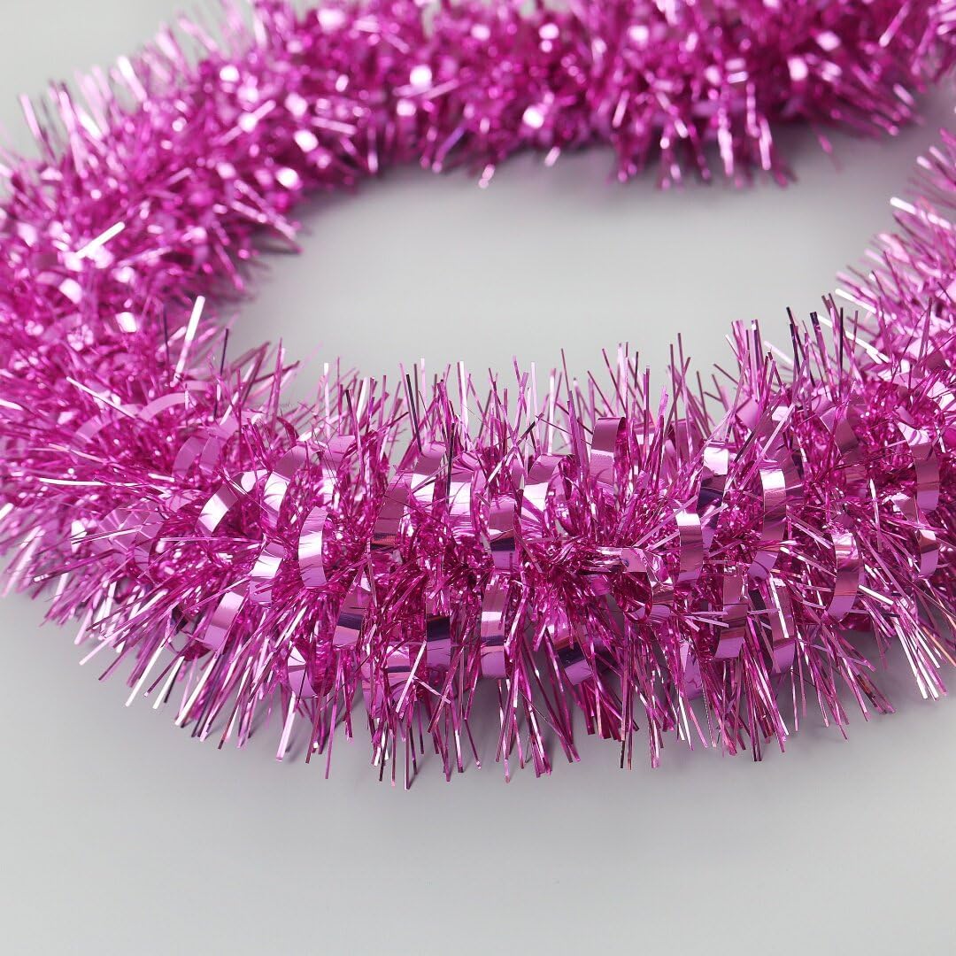 Light Pink Tinsel Garland, 33 Ft Soft Twist Decorations for Baby Shower Girl, Princess Birthday, Valentine’s Day, Wedding, Easter, Spring Party Backdrop Supplies