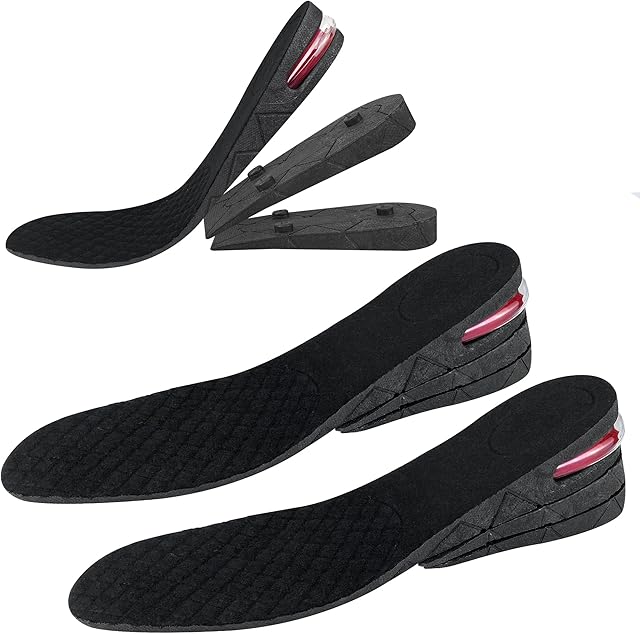 3-Layer Increase Height Shoe Insoles Adjustable Scalable Comfortable Orthotic Insoles Elevator Lift Kit Up 7cm 2.8" Unisex Air Cushion Heel Pad Boot Insert Taller for Men Women