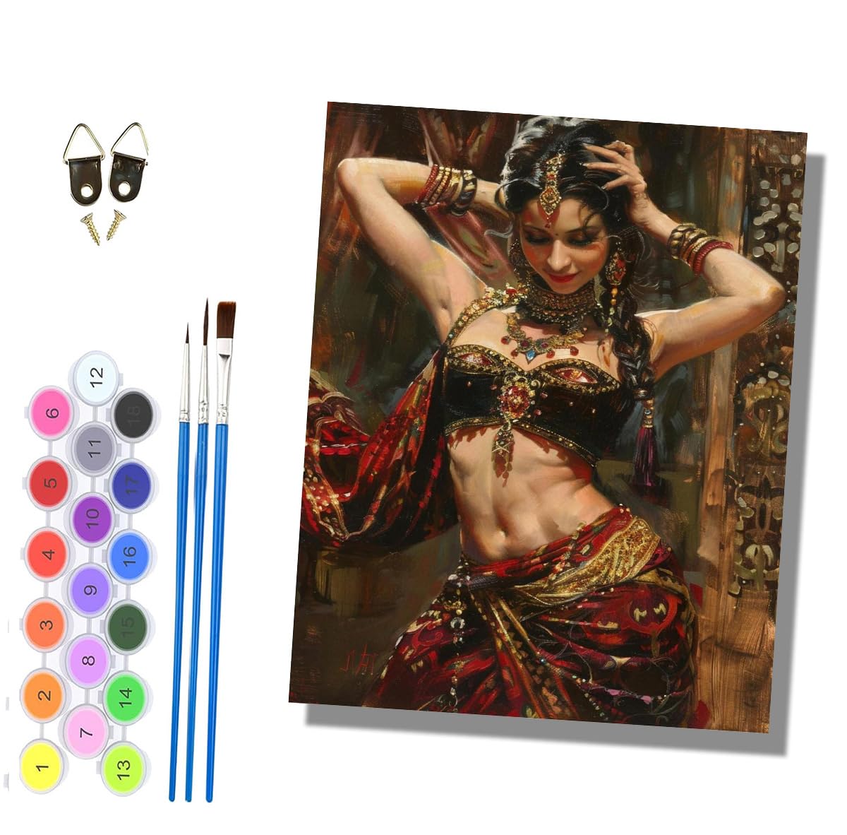 HONGPZH Paint by Numbers for Adults and Beginner Painting by Number Without Frame Oil Paintings on Canvas House Wall Decor 16x20in Exotic Dancing Girl