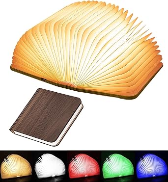 Wooden Book Light, Upgraded 5 Colors Creative LED Book Night Light USB Rechargeable Magnetic Folding Mood Light for Home,Office,Library Decor Gift