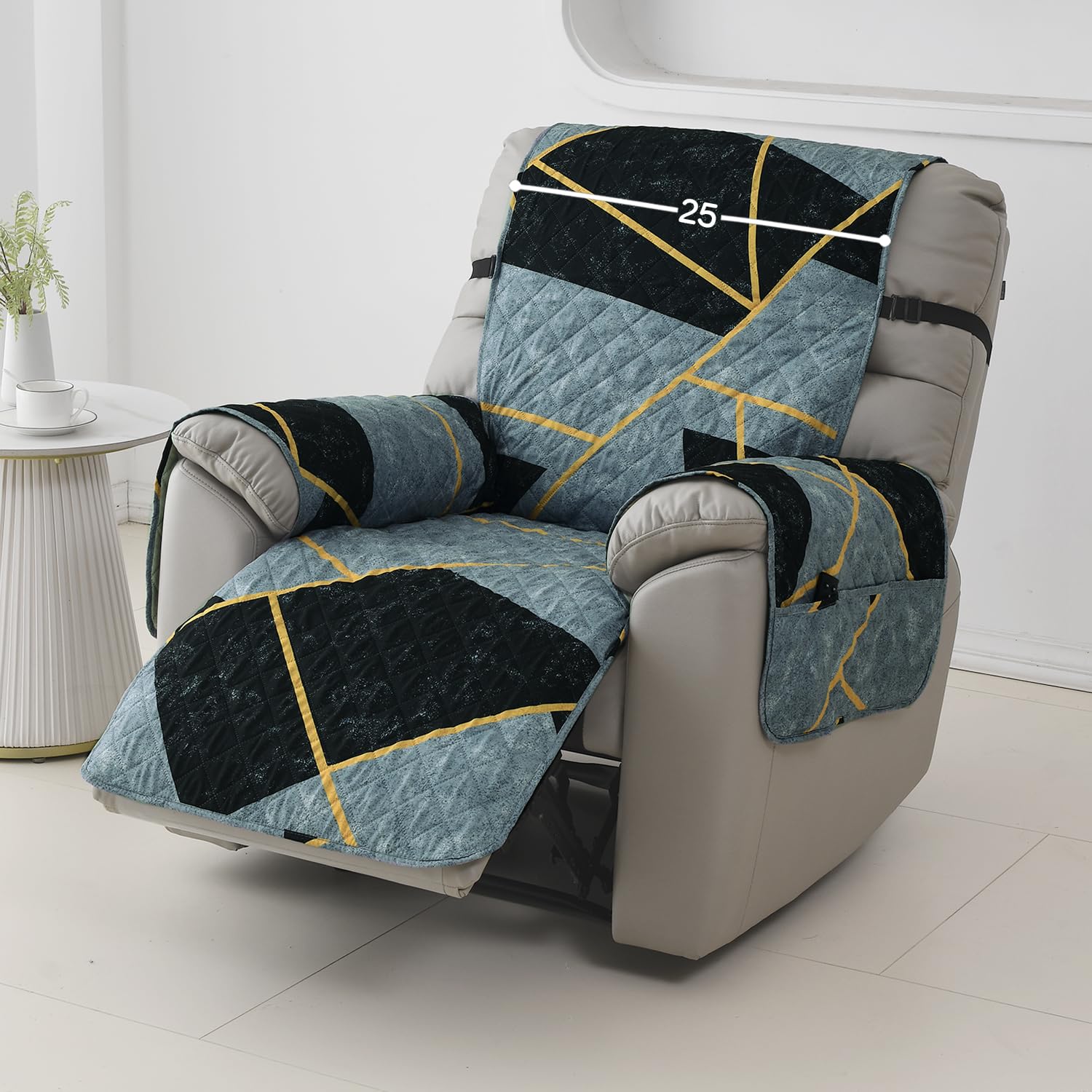 HOKIPO 'Elira Series' Polyester Blend Printed Quilted Water Repellent + Waterproof Recliner Sofa Cover Mat, Small - Multicolor Abstract Geometry (AR-5282-C10) 3