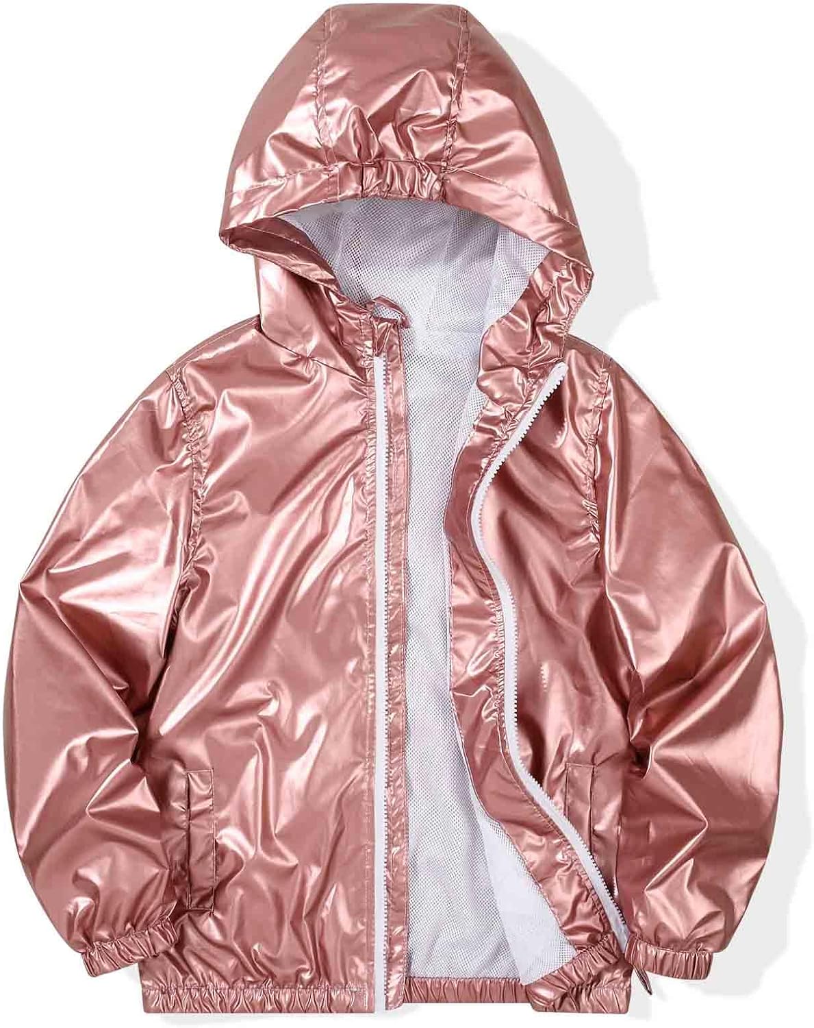 SUNDAY ROSE Girls Windbreaker Jackets Lightweight Water Resistant Coat Outwear with Hooded for Kids
