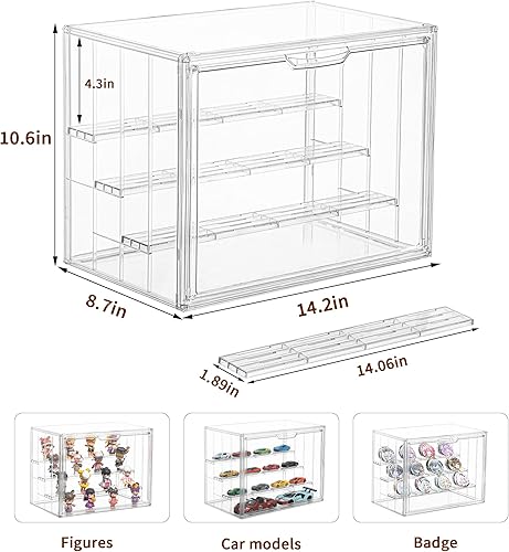 Miniatura 5 de Vitrina para coleccionables, vitrina de acrílico ajustable de 4 capas con puerta magnética, caja de exhibición apilable transparente para figuras, 2