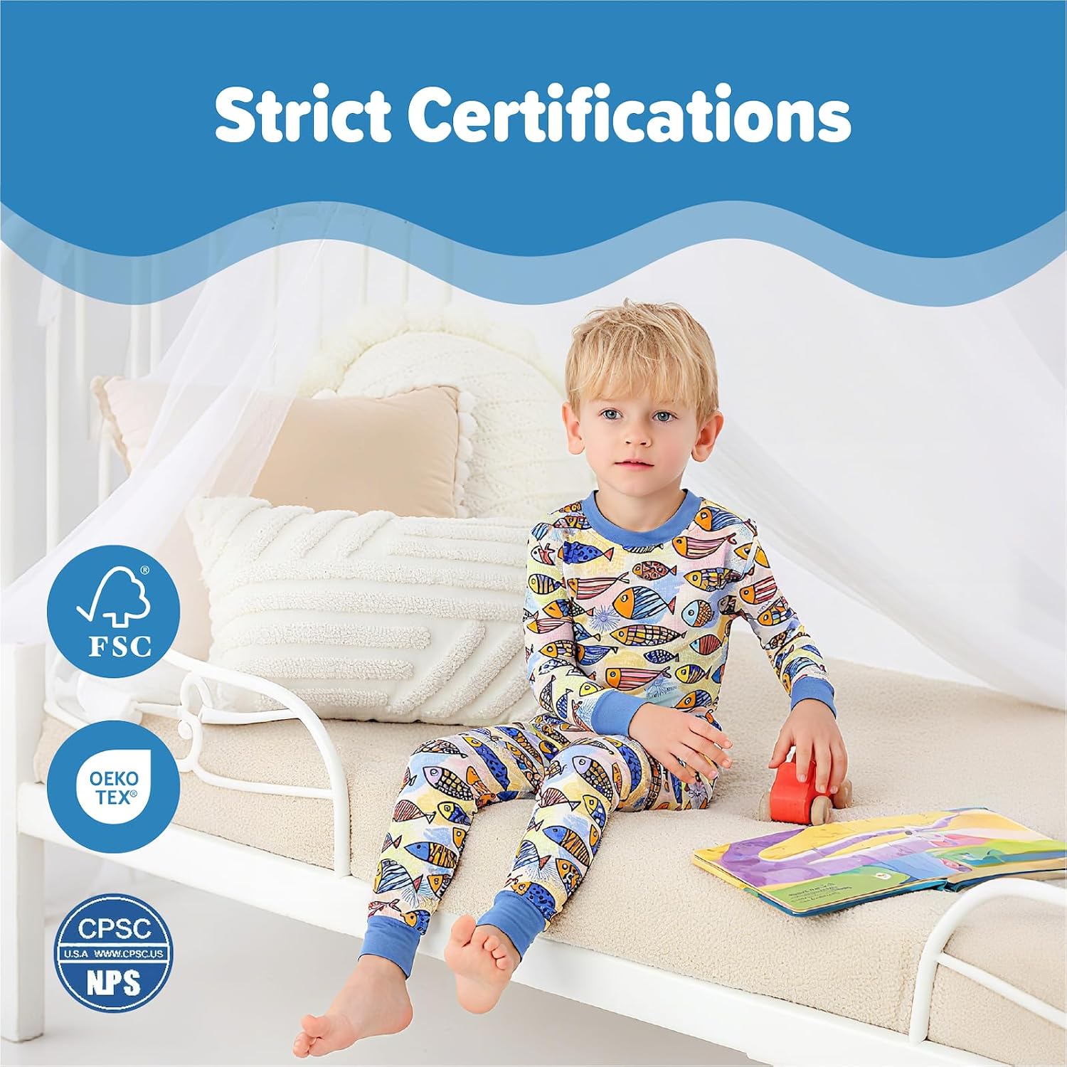 Kids 2-Piece Soft Bamboo Viscose Clothing Set, Long Sleeve Top & Pants, Everyday Outfit for Toddler Boys & Girls