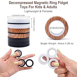 Cevioce 9 PCS Magnetic Ring Fidget Toys Set,ADHD Anxiety Magnetic Finger Spinner Pack for Teens Adults and Kids,Coolest Magnet Stress Relief Toy for 8+ Year Old Boys Girls Present