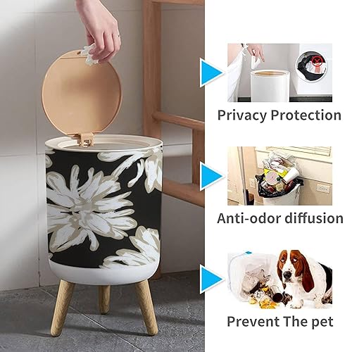 Miniatura 7 de Bote de basura pequeño con tapa para baño, cocina, oficina, pañal de color neutro, patrón floral abstracto sin costuras para textiles de moda,