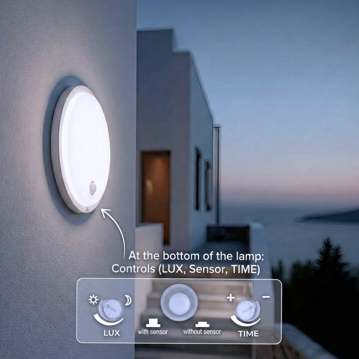 Maclean MCE525 lampa LED z czujnikiem ruchu | PIR 10 W, IP65, neutralna 4000 K, 1000 lm, lampa sufitowa do użytku wewnątrz i na zewnątrz z pracą ciągłą | klasa energetyczna F (biała)