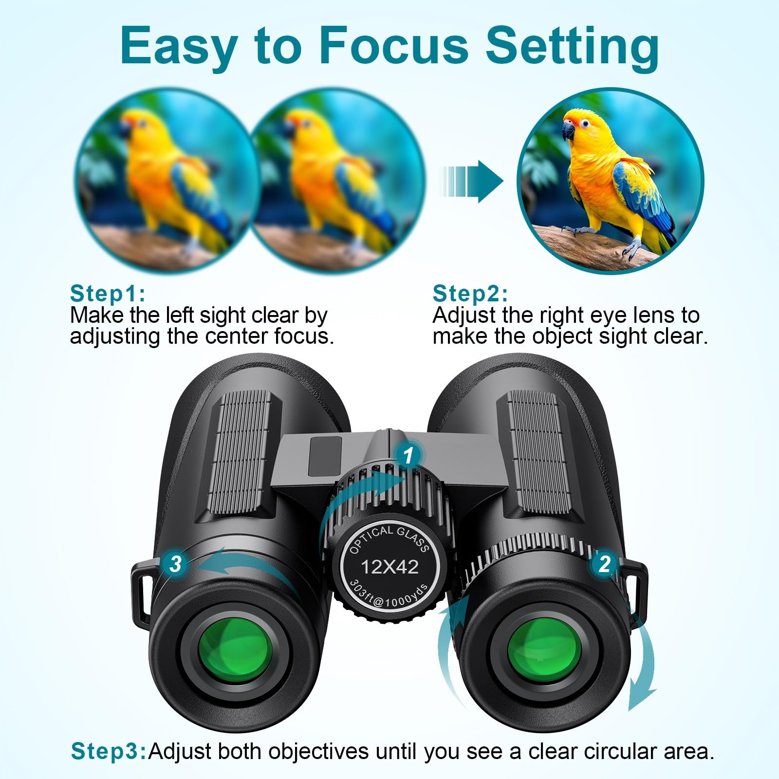 Binocolo 12 x 50, Binocolo Professionale per Adulti, Prismi BaK4 e Lente FMC, Binocoli potenti, per Bird Watching, Arrampicata, Viaggi, Giochi, Concerti