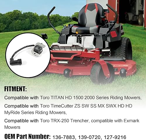Miniatura 2 de 136-7883 2pcs Módulo de bobina de encendido compatible con Toro & Titan Exmark Series para cortadoras de césped de montar # 139-0720 127-9216