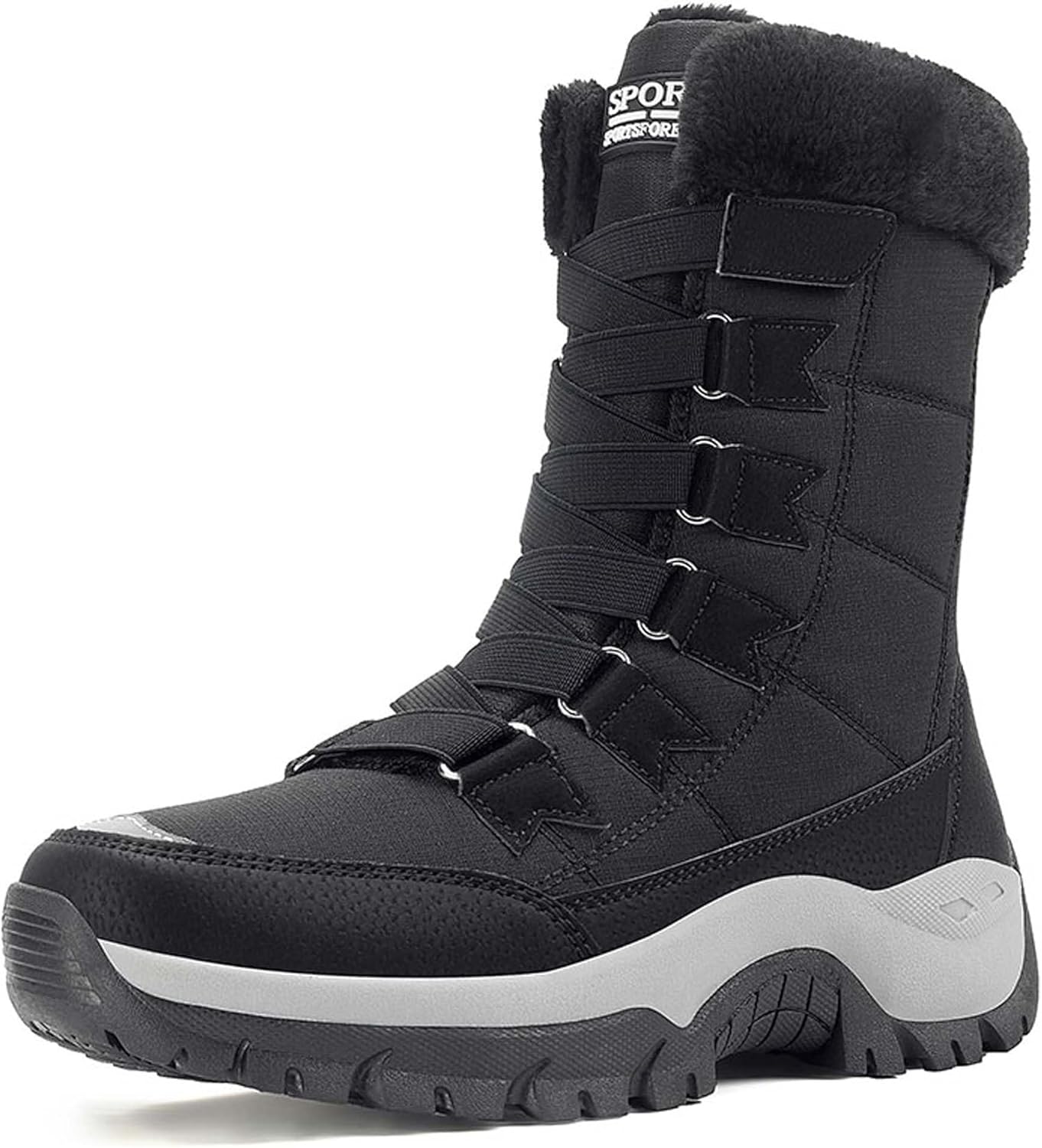 Women's High-Top Snow Boots Waterproof Winter Warm Hiking Boots Outdoor Cold-Resistant Fur-Lined Snow Sneakers Non-Slip Work Walking Cotton Shoes