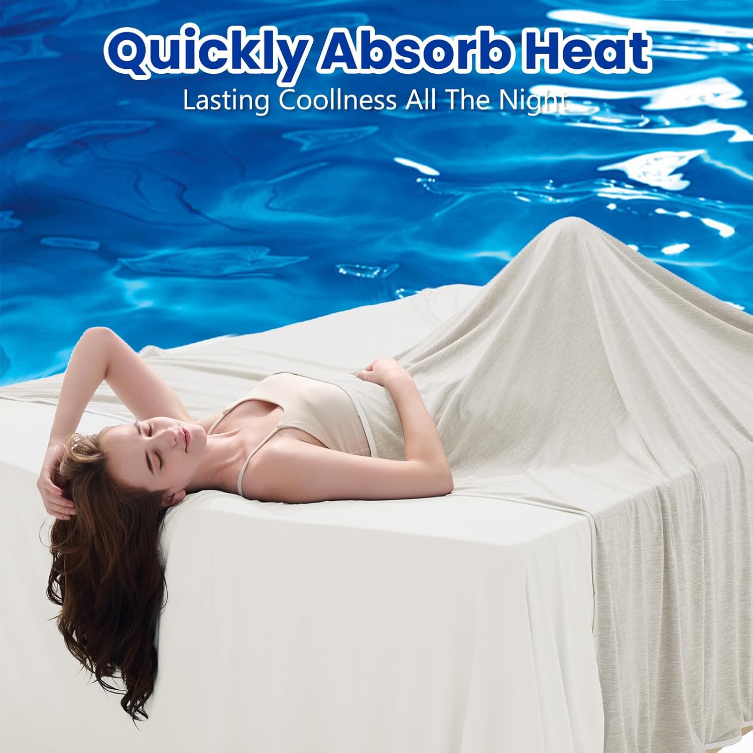 Topcee Cooling Blanket(90"x108"King Size) for Night Sweats Absorbs Heat to Keep Adults Cool on Warm Nights, Q-Max 0.5 Cooling Blankets for Hot Sleepers, Ultra-Cool Lightweight Blanket for Bed - Image 2