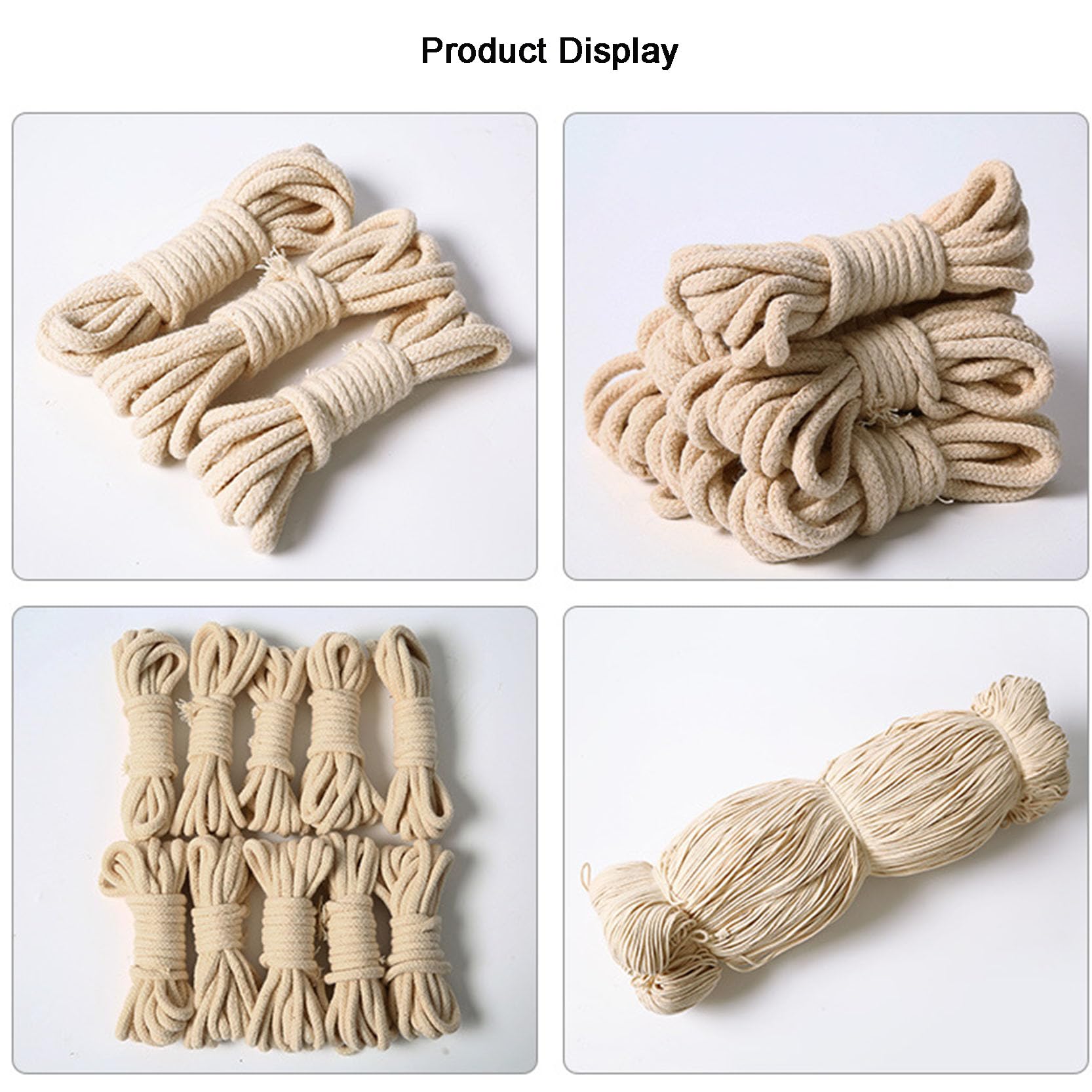 3 Paquetes de Cuerda de macramé de 3/4/5/6 mm, cordón de macramé de algodón Natural, Cuerda de algodón hilada con núcleo Suave Trenzado de 16 hebras para Colgar en la Pared,Beige-6mm~300m