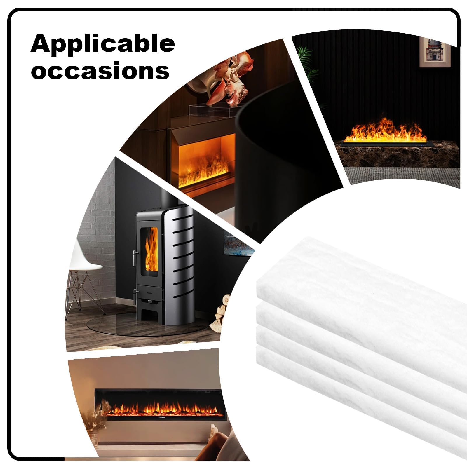 KINETOX Ceramic Wool Sponge 4pcs Ceramic Wool for Bioethanol 30 x 10 x 2.5cm Bioethanol Burner Wools Bioethanols Fireplace Firebox Safety Extend Fire Life - Image 3