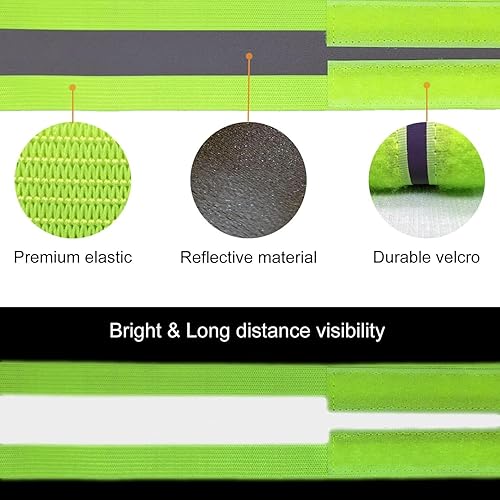 Miniatura 3 de GUCABE Bandas reflectantes para brazo, tobillo, pierna y muñeca. Equipo reflectante de alta visibilidad para correr, caminar nocturno y ciclismo.