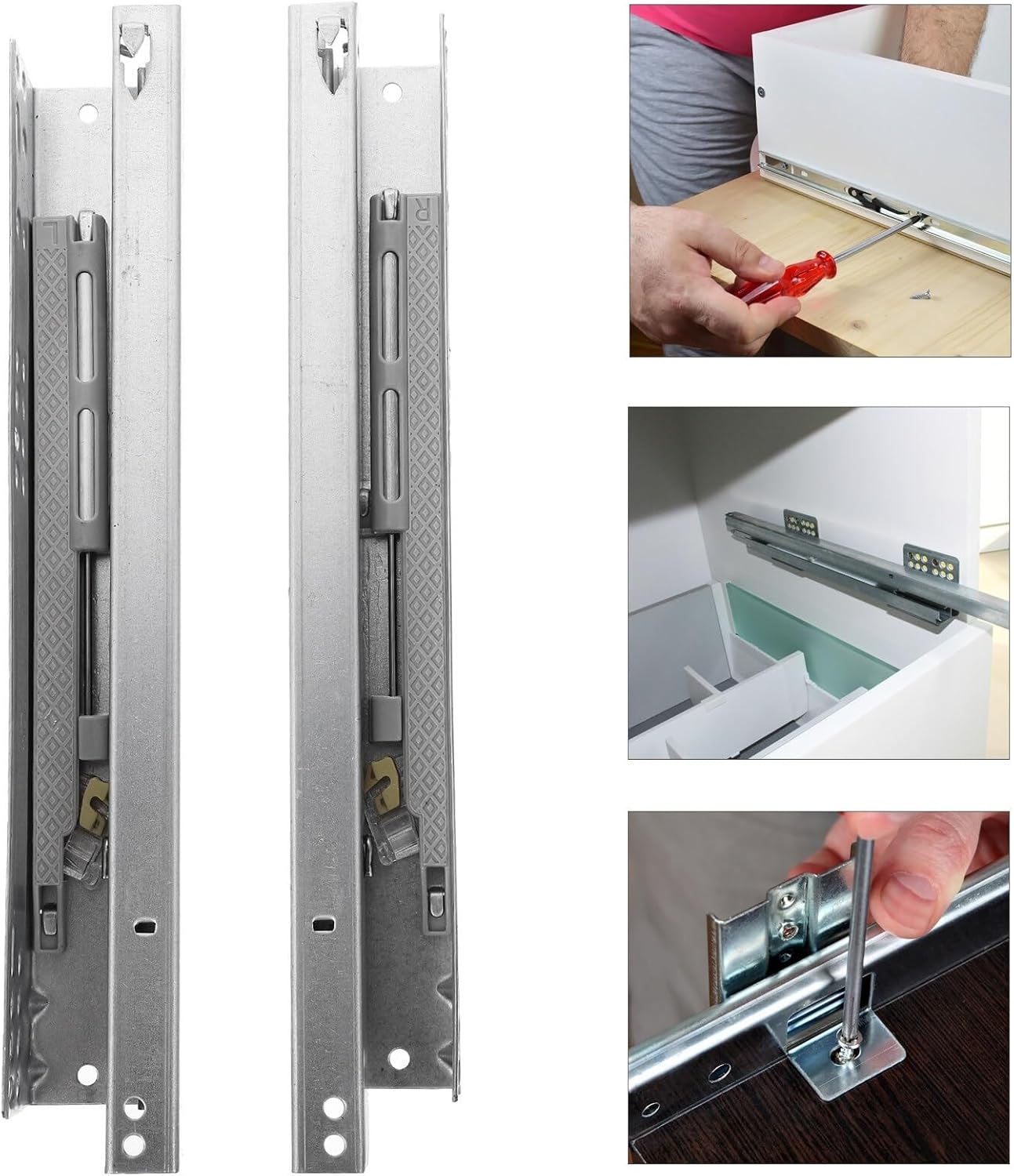 Heavy Duty Drawer Slides 2 Pcs Slide Silent Rails Ball Bearing Closet Sliding Drawer Road Guide Dresser Buffer Track