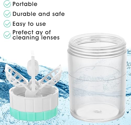 Miniatura 3 de Sibba 5 piezas de fundas para lentes de contacto manualmente limpiador de lavadoras de lentes de contacto Rotación portátil Contenedor de limpieza