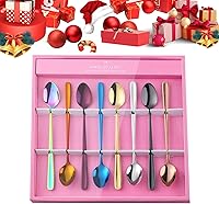 Vista 20 de YDware - Juego de cucharas de té helado de mango largo, cucharas doradas de cambio gradual de 7.87 pulgadas, cucharas de cóctel de acero inoxidable