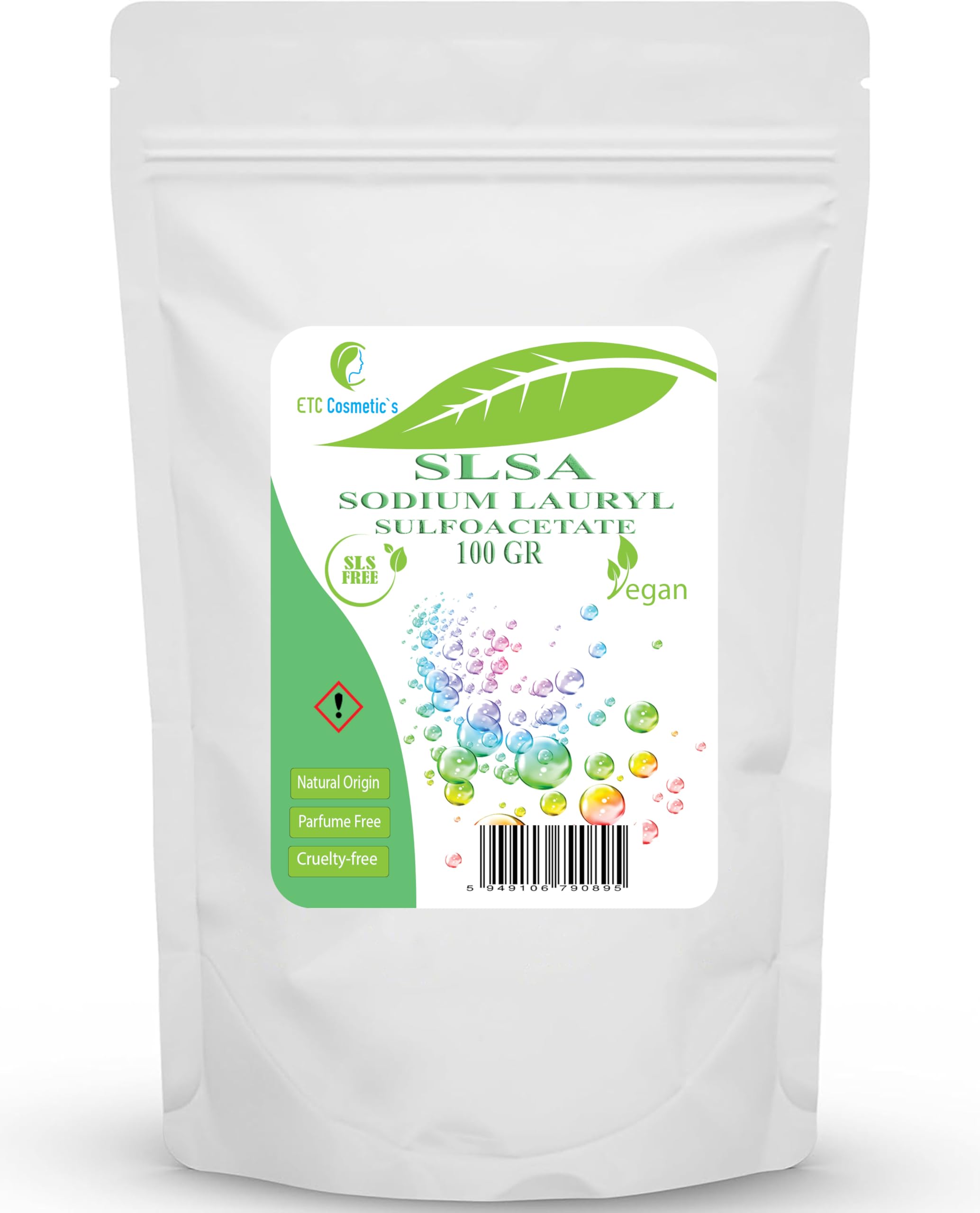 Surfactante SLSA, 100gr | Lauril sulfoacetato de sodio | Jabón espumoso Bombas de baño Barras de burbujas | Surfactante de origen natural y sin perfume