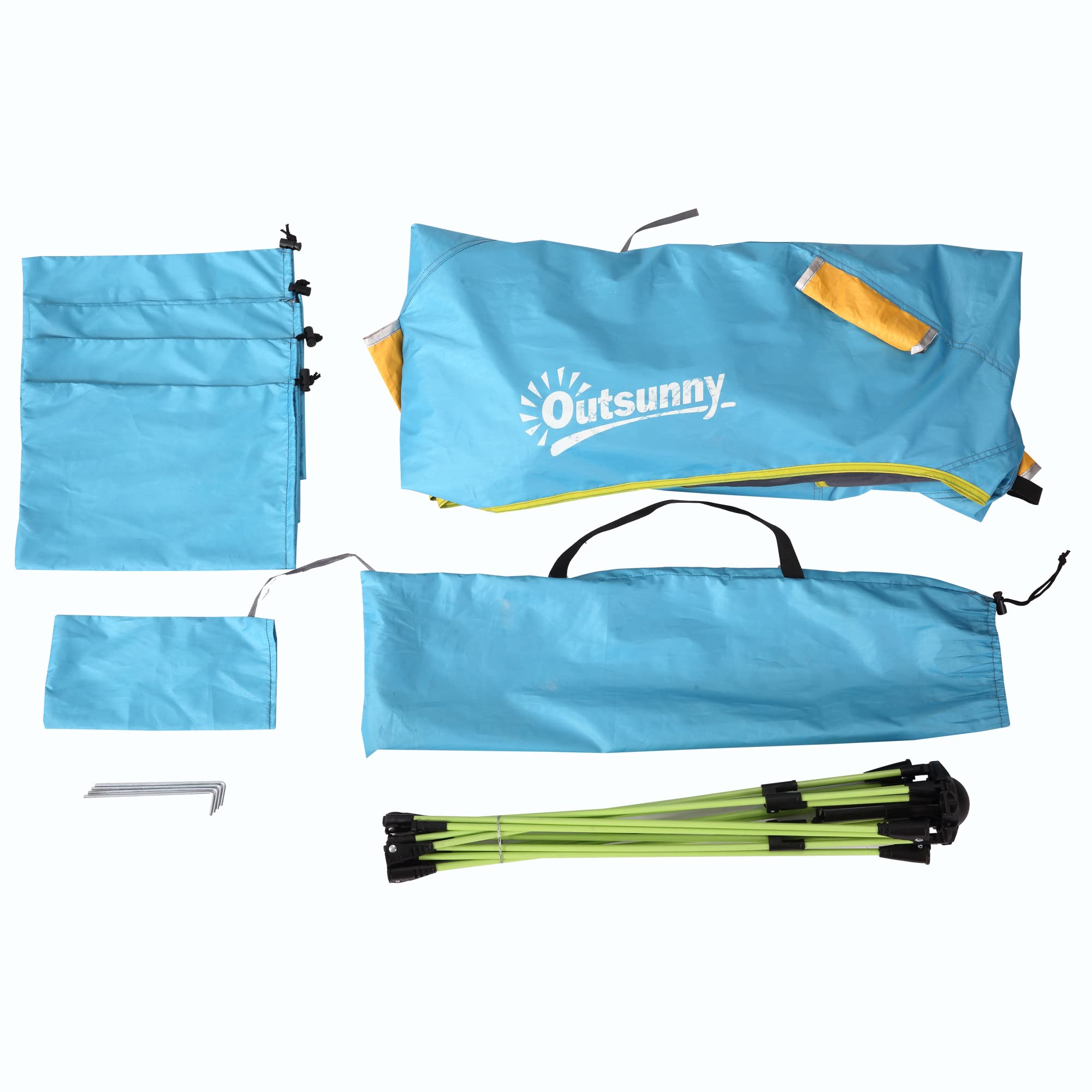 Outsunny Tenda da Spiaggia con Finestre Richiudibili e Porta a Cerniera, 220x173x120 cm
