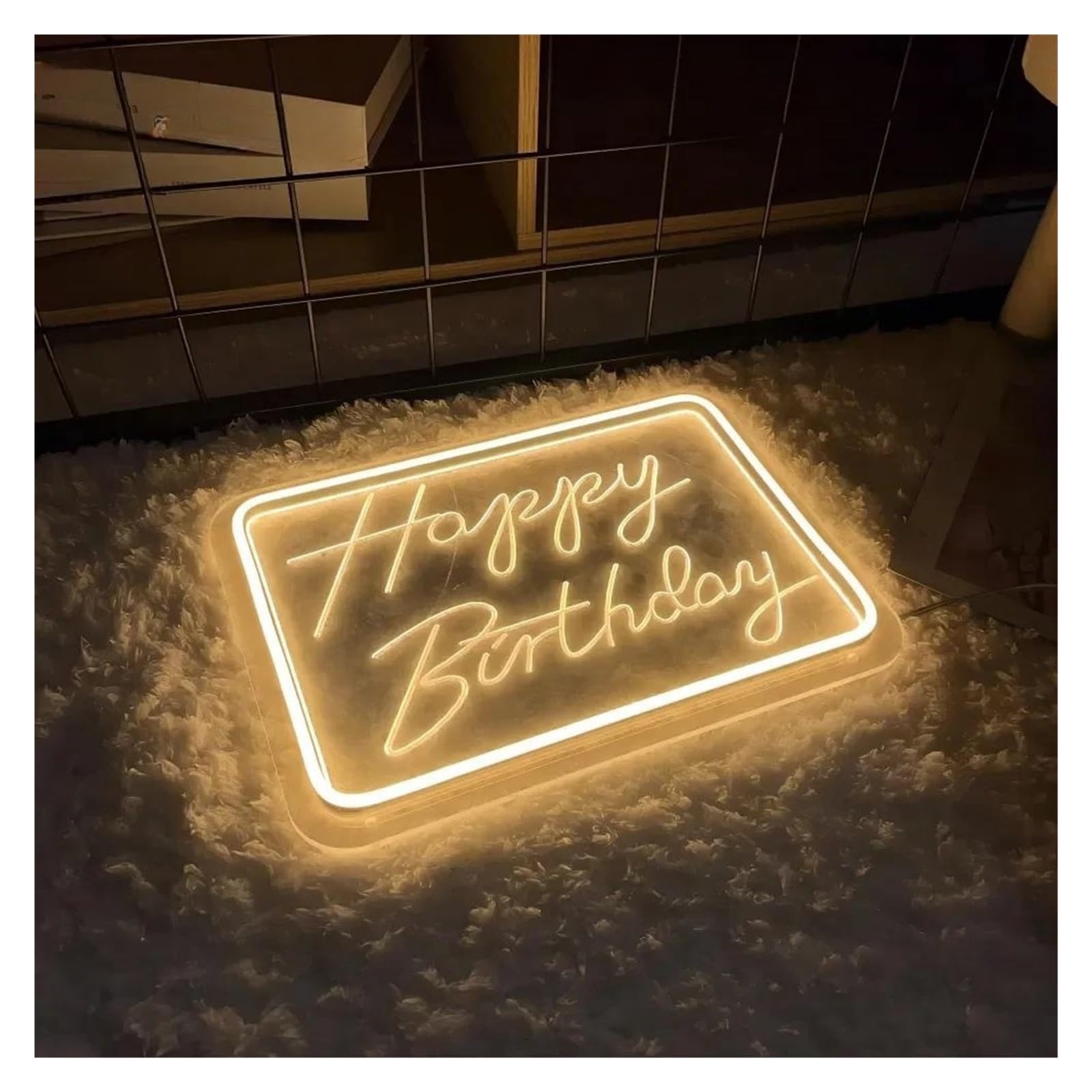 Wiszące neony artystyczne Grawerowane Neony Led Z Napisem "Happy Birthday" Zasilany Przez USB Na Imprezy Pomieszczenia Sklepowe Kawiarnia Dekoracja Ścienna Znak(12x7.5inch)