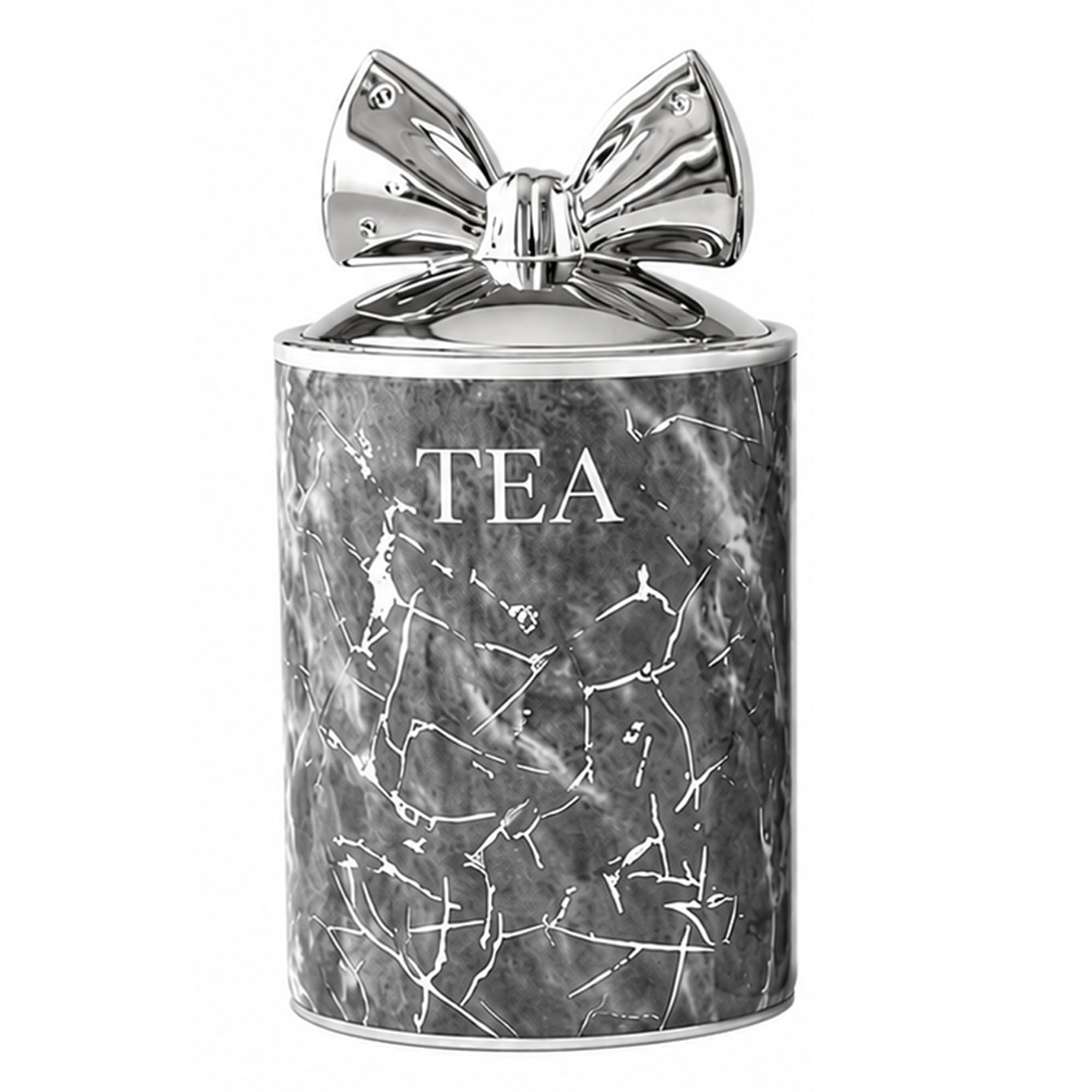 BMLIMITED BML Kitchen Storage Canister with Lid – Decorative Storage Jar for Tea, Coffee, Sugar, Biscuits & Dry Food – Multiple Colours and Designs Available (Grey Bow Tea Jar)
