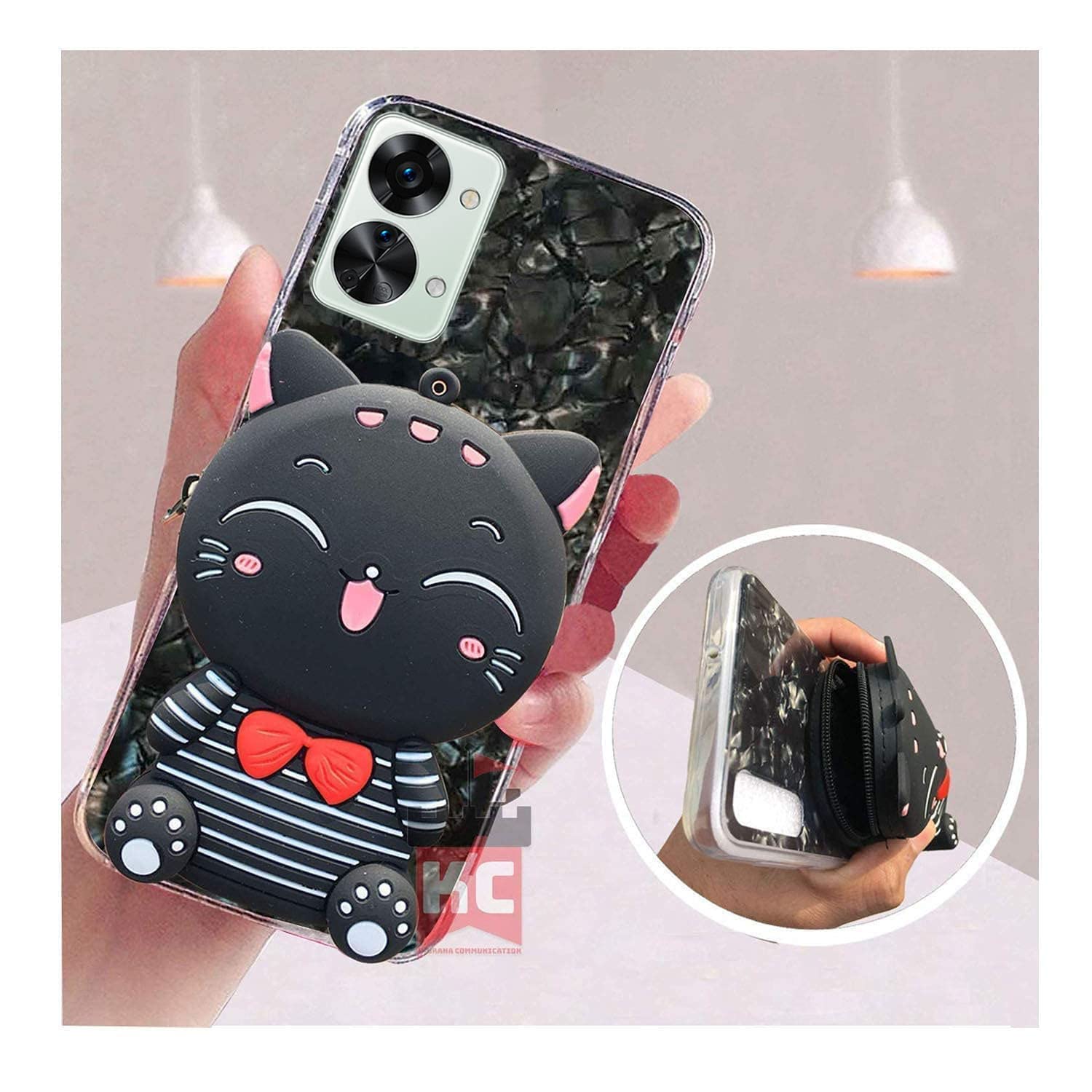 KC Back Cover for Oneplus Nord 2T 5G, Cute Cartoon Lucky Cat Stripe Kitten with Purse Soft Bumper Silicone Shockproof Case (Black) (B0BNQ9D613) Amazon Price History, Amazon Price Tracker
