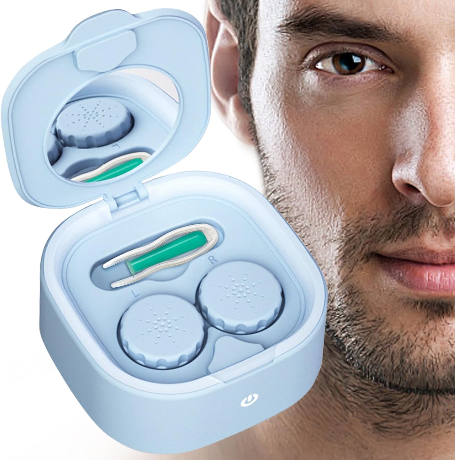 Mega Sonic Nanoscale Contact Lens Cleaner for RGP/Ortho-K/Soft Lenses - 3 Min Silent Cleaning, 99.9% Protein Removal, Wireless Charging