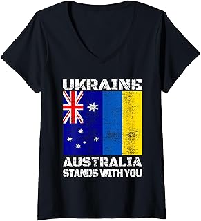 Womens UKRAINE AUSTRALIA Stands With You Canadian Support V-Neck T-Shirt