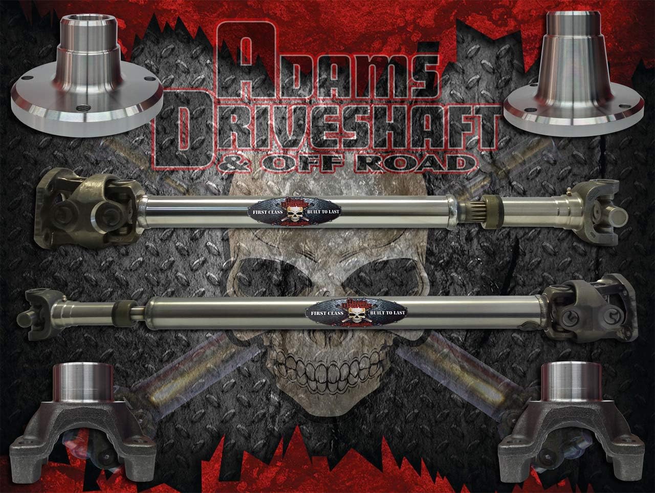 ADAMS DRIVESHAFT 4 DOOR JK FRONT & REAR 1350 CV DRIVESHAFT PACKAGE [HEAVY DUTY SERIES] with GREASABLE U-JOINTS